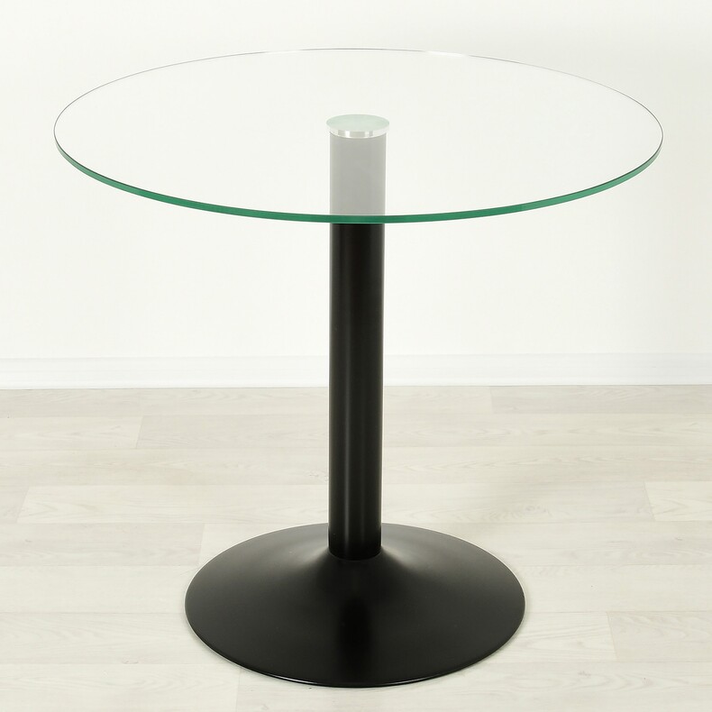 Кухонный стол со стеклом Троя 18 прозрачный/черный