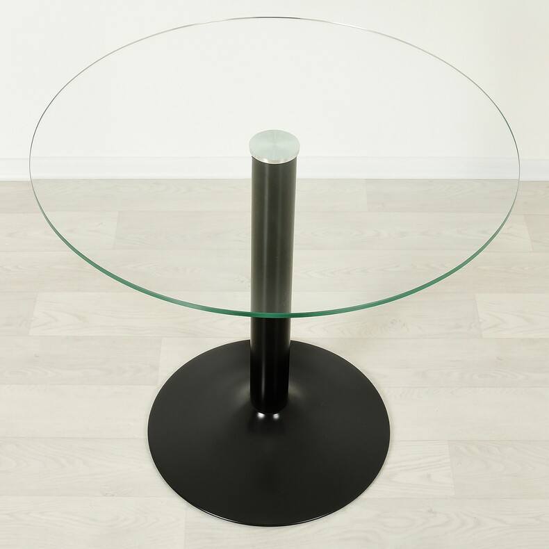 Кухонный стол со стеклом Троя 18 прозрачный/черный