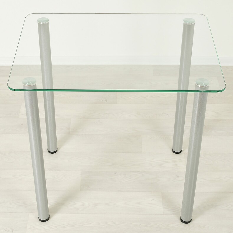 Стеклянный кухонный стол Эдель 10 прозрачный/металлик
