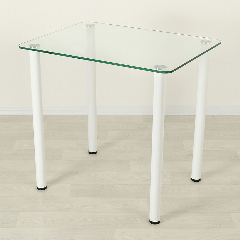 Стеклянный кухонный стол Эдель 10 прозрачный/белый