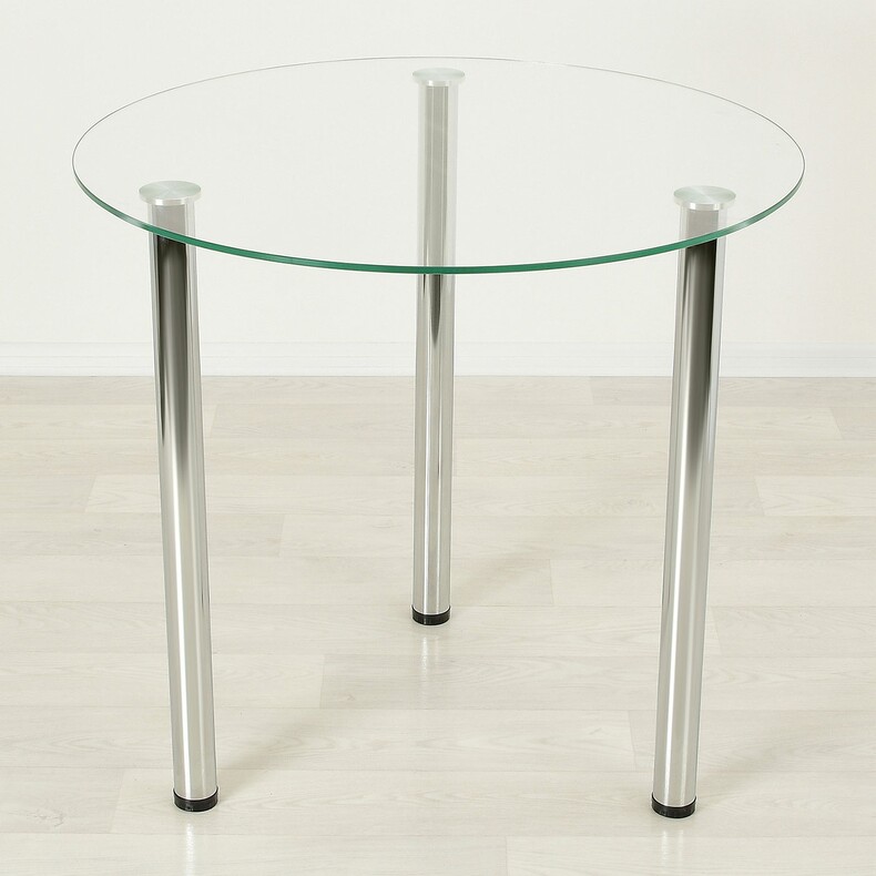 Обеденный стол со стеклом Эдель 18 прозрачный/хром
