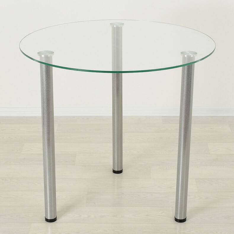 Обеденный стол со стеклом Эдель 18 прозрачный/металлик
