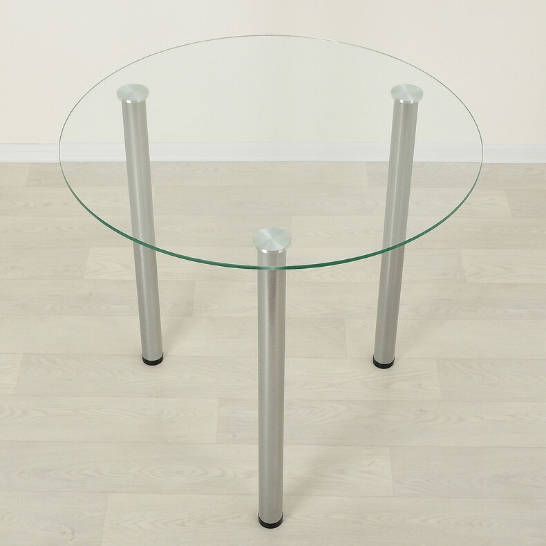 Обеденный стол со стеклом Эдель 18 прозрачный/металлик