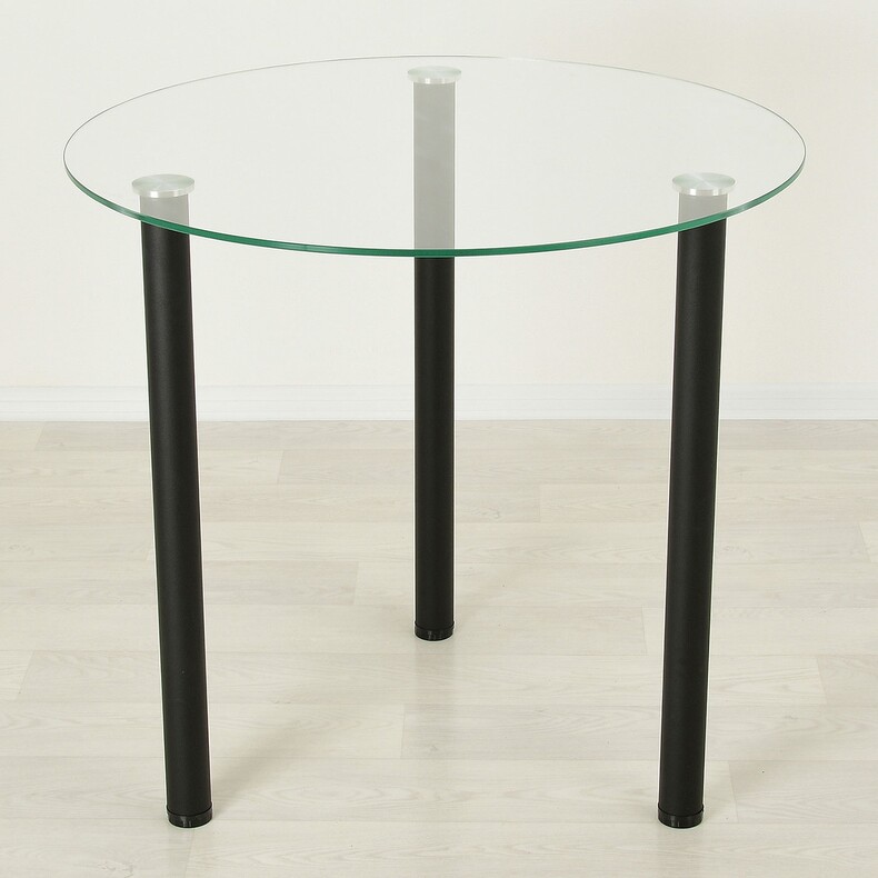 Обеденный стол со стеклом Эдель 18 прозрачный/черный