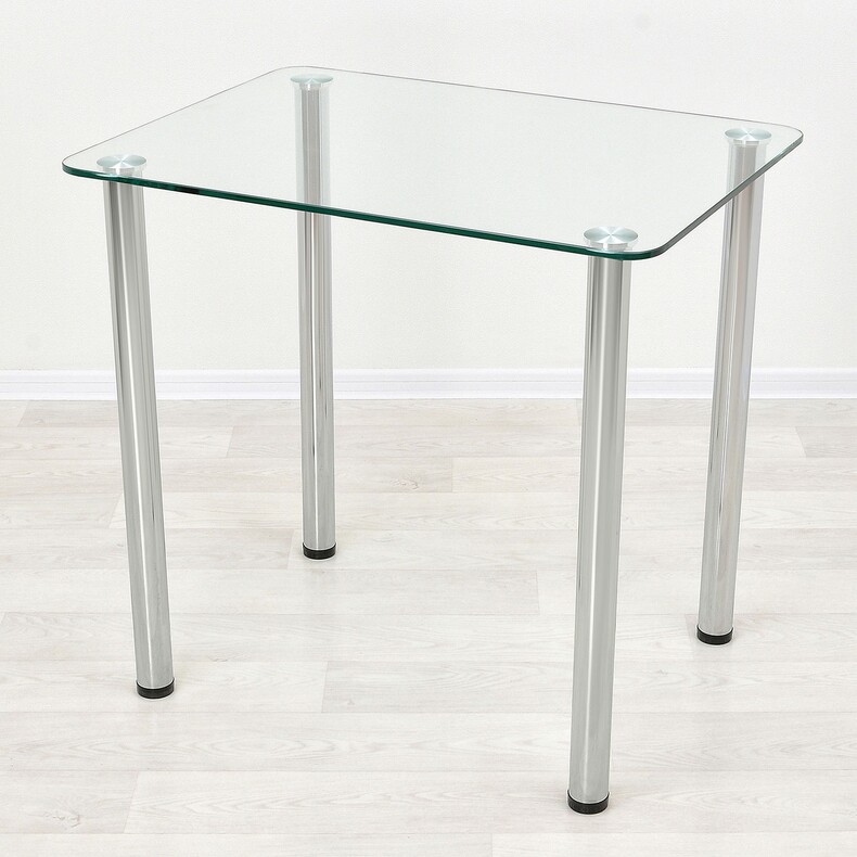 Стеклянный кухонный стол Эдель 10 прозрачный/хром