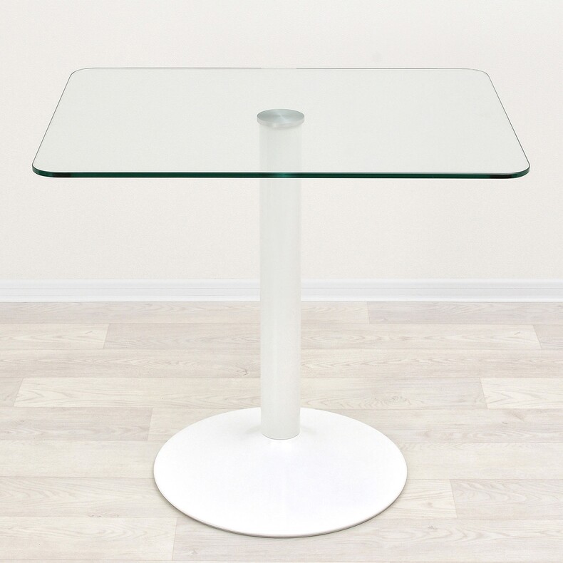 Стеклянный обеденный стол Троя 10 прозрачный/белый