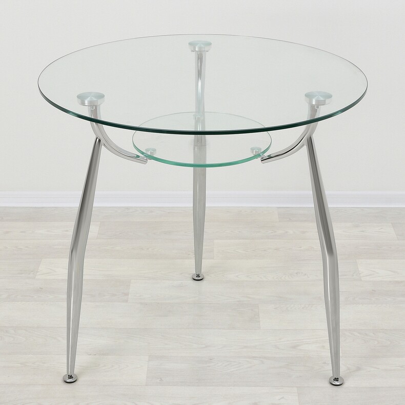 Стеклянный обеденный стол Вокал 18-3 прозрачный/хром